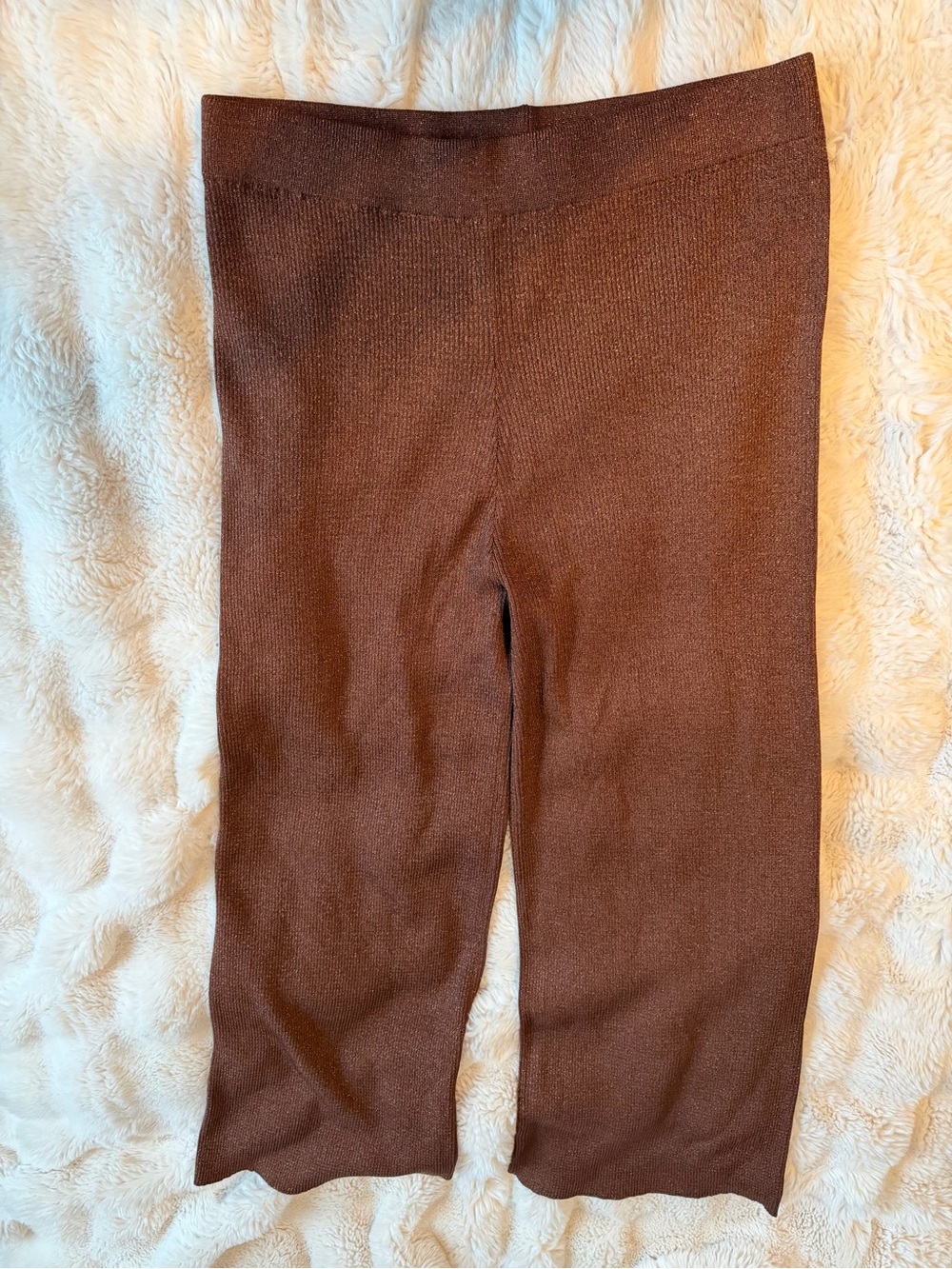 Edit by Nine 3XL Brown Metallic Shimmer Wide Leg Knit Pants